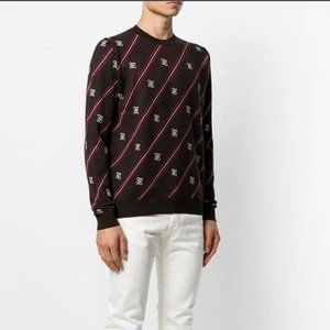 Fendi Brown Monogram Knit Striped Sweater